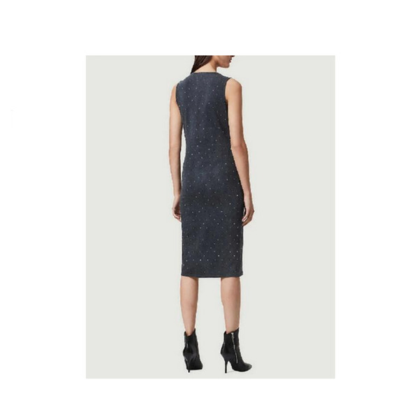 Allsaints Leigh Studded Sheath Dress Gray Size 6 - Picture 2 of 3